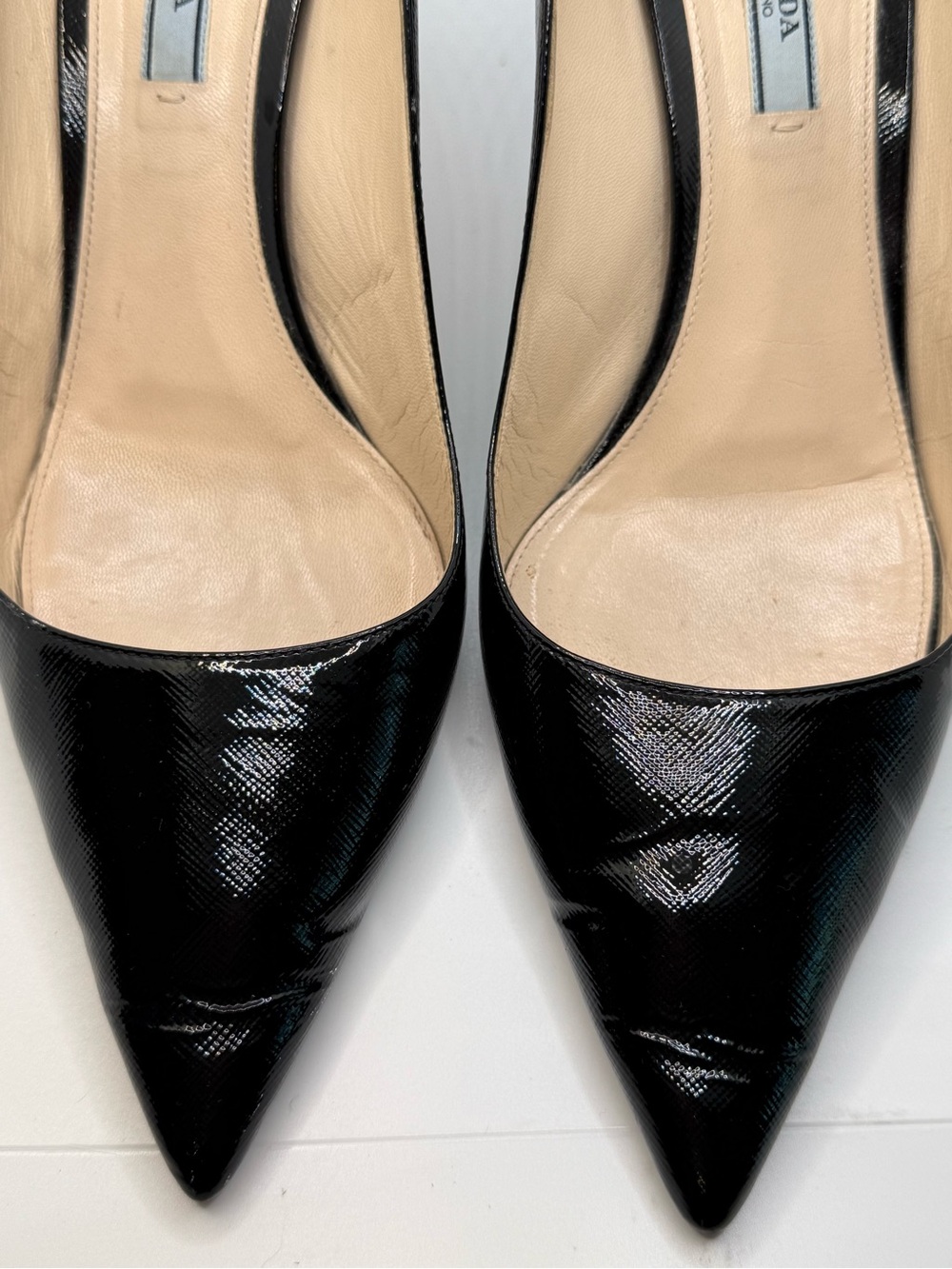 Prada Black Patent Textured Pointed-Toe Pumps Size: EU 41.5 Originally $1,100+! - Picture 3 of 12
